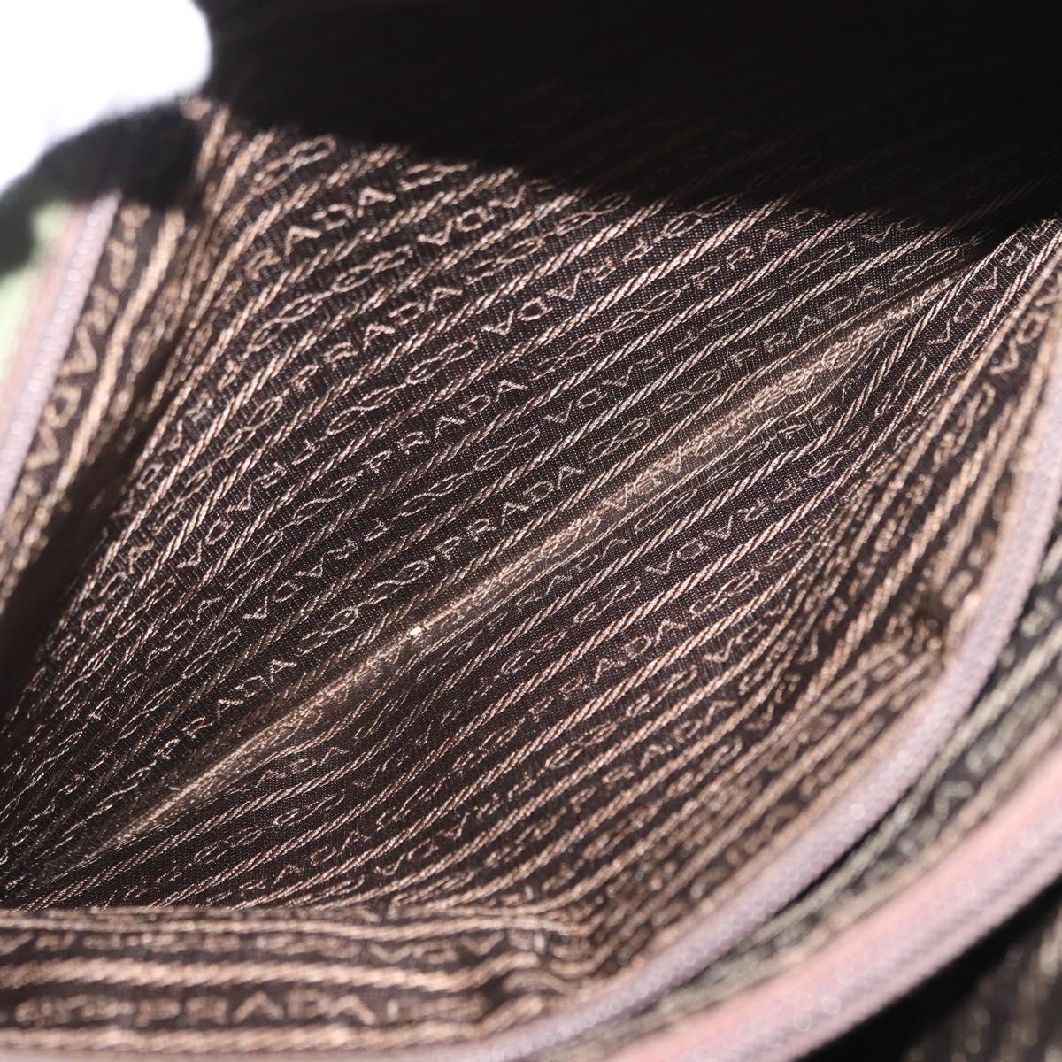 PRADA Shoulder Bag Nylon Khaki Silver Auth 143672