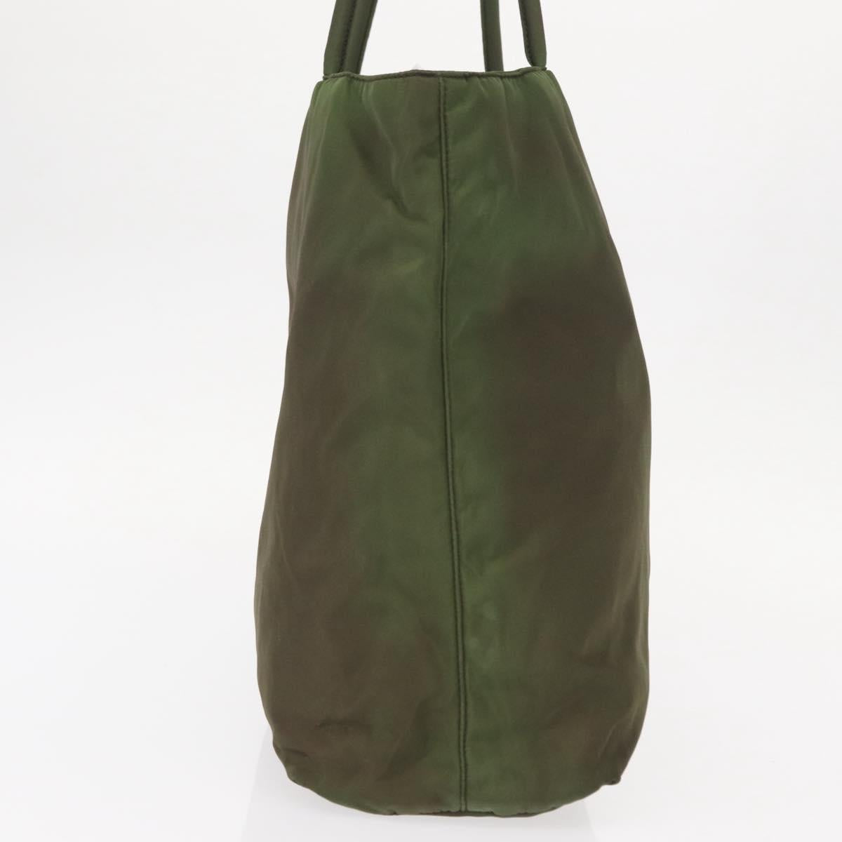 PRADA Shoulder Bag Nylon Khaki Silver Auth 143672