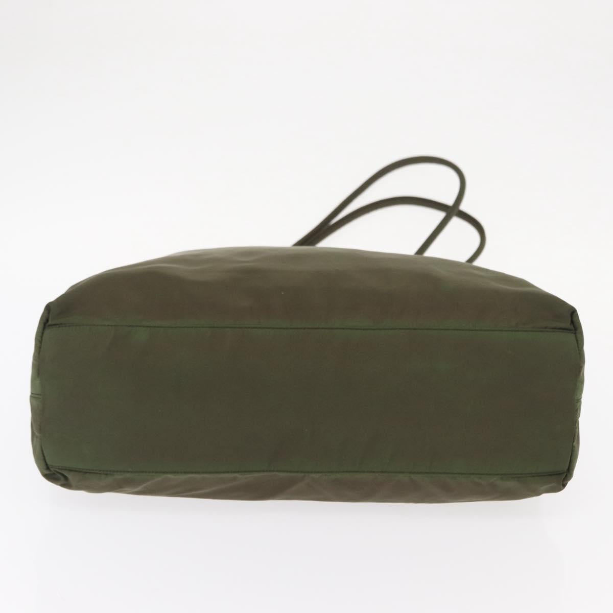 PRADA Shoulder Bag Nylon Khaki Silver Auth 143672