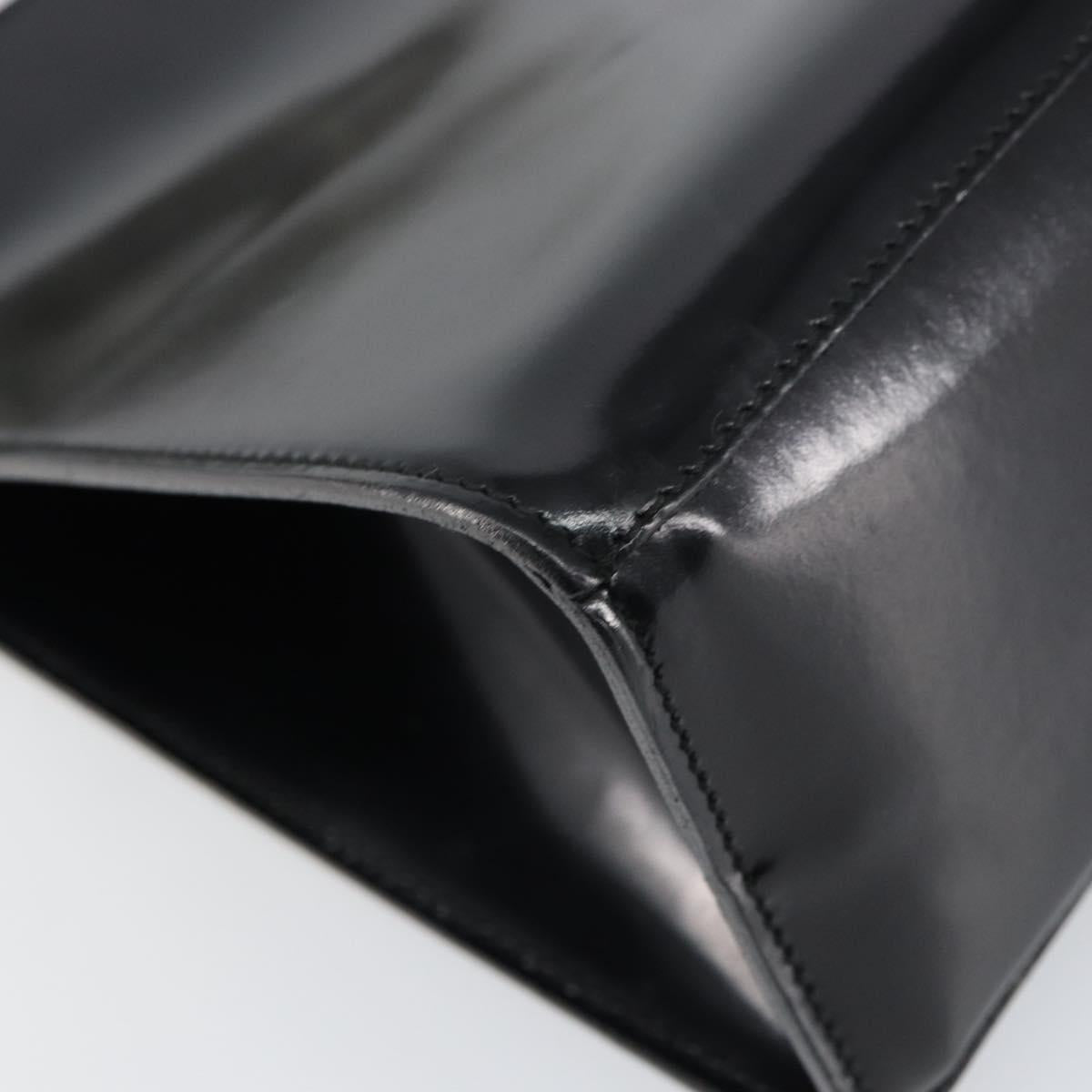 Salvatore Ferragamo Hand Bag Enamel Black Gold Auth 143675