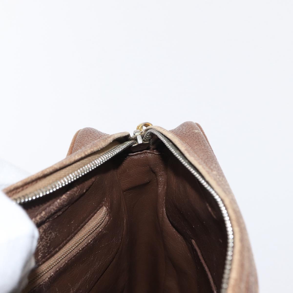 CHANEL Matelasse Shoulder Bag Caviar Skin Brown Gold CC Auth 143676