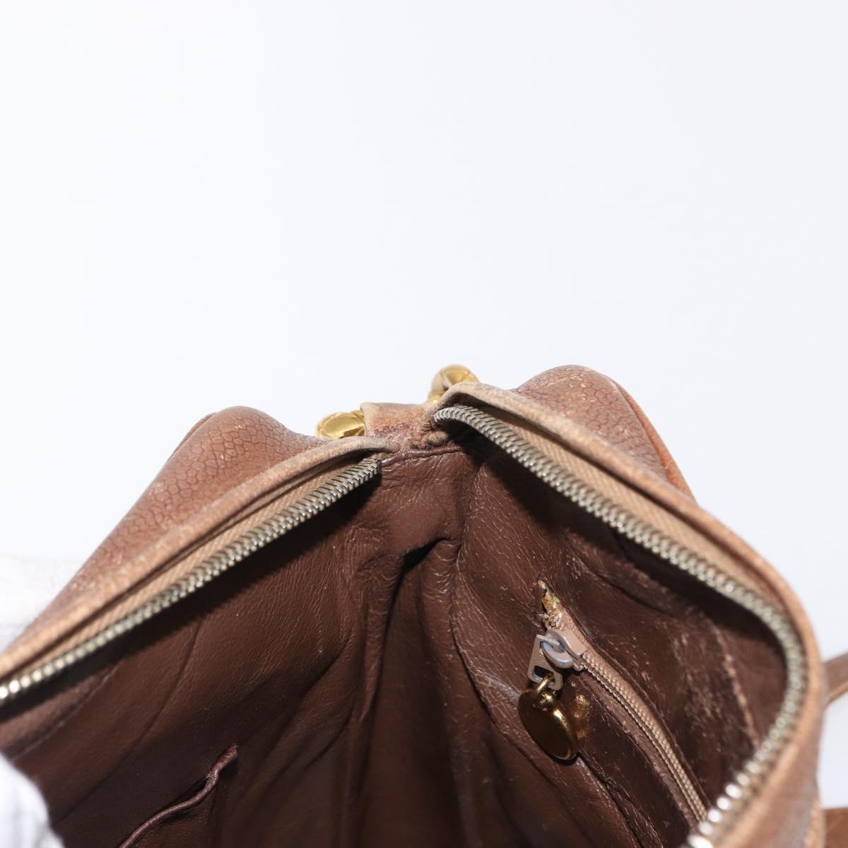 CHANEL Matelasse Shoulder Bag Caviar Skin Brown Gold CC Auth 143676