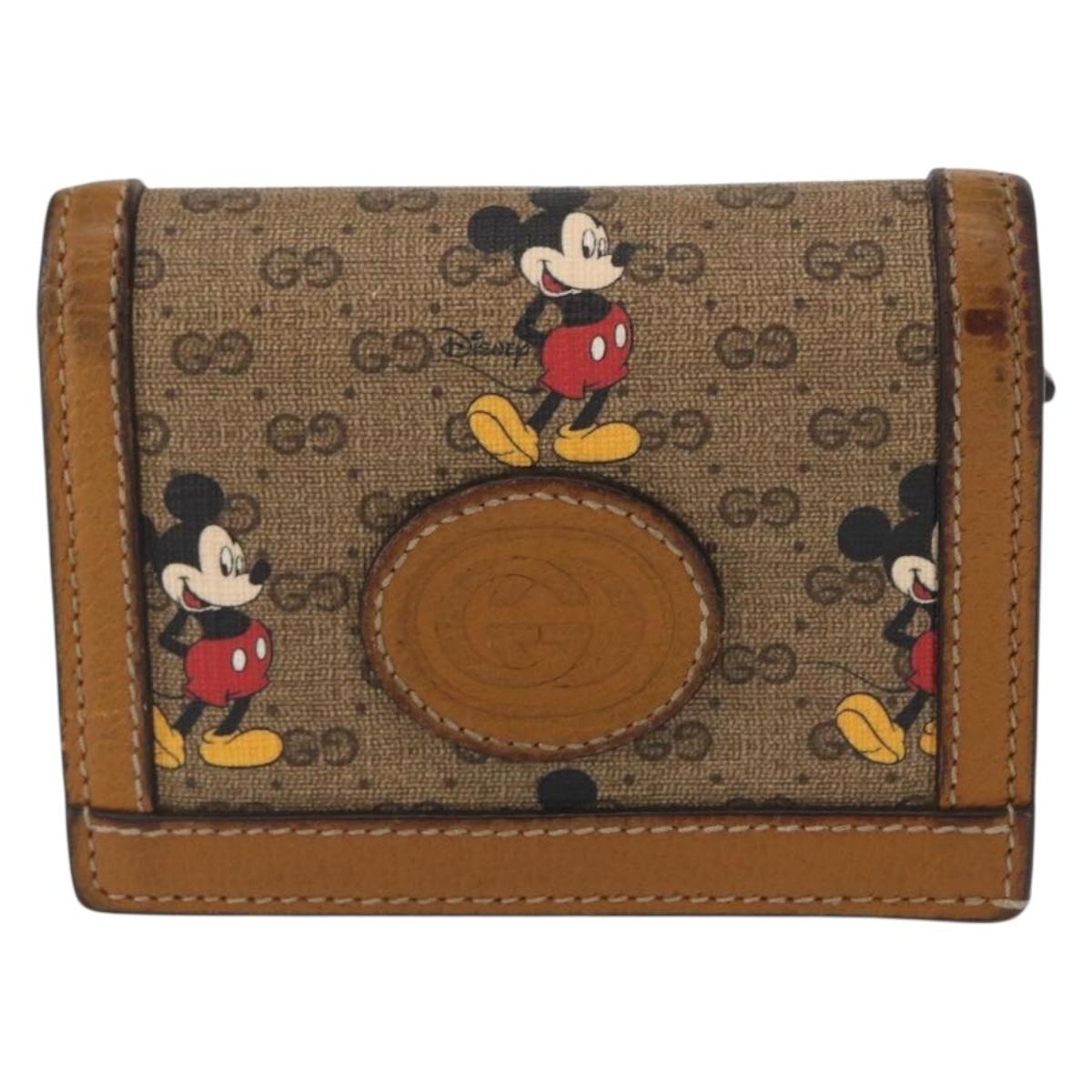 GUCCI Micro GG Supreme Bifold Wallet PVC GUCCIxDisney Beige 602534 Auth 143677