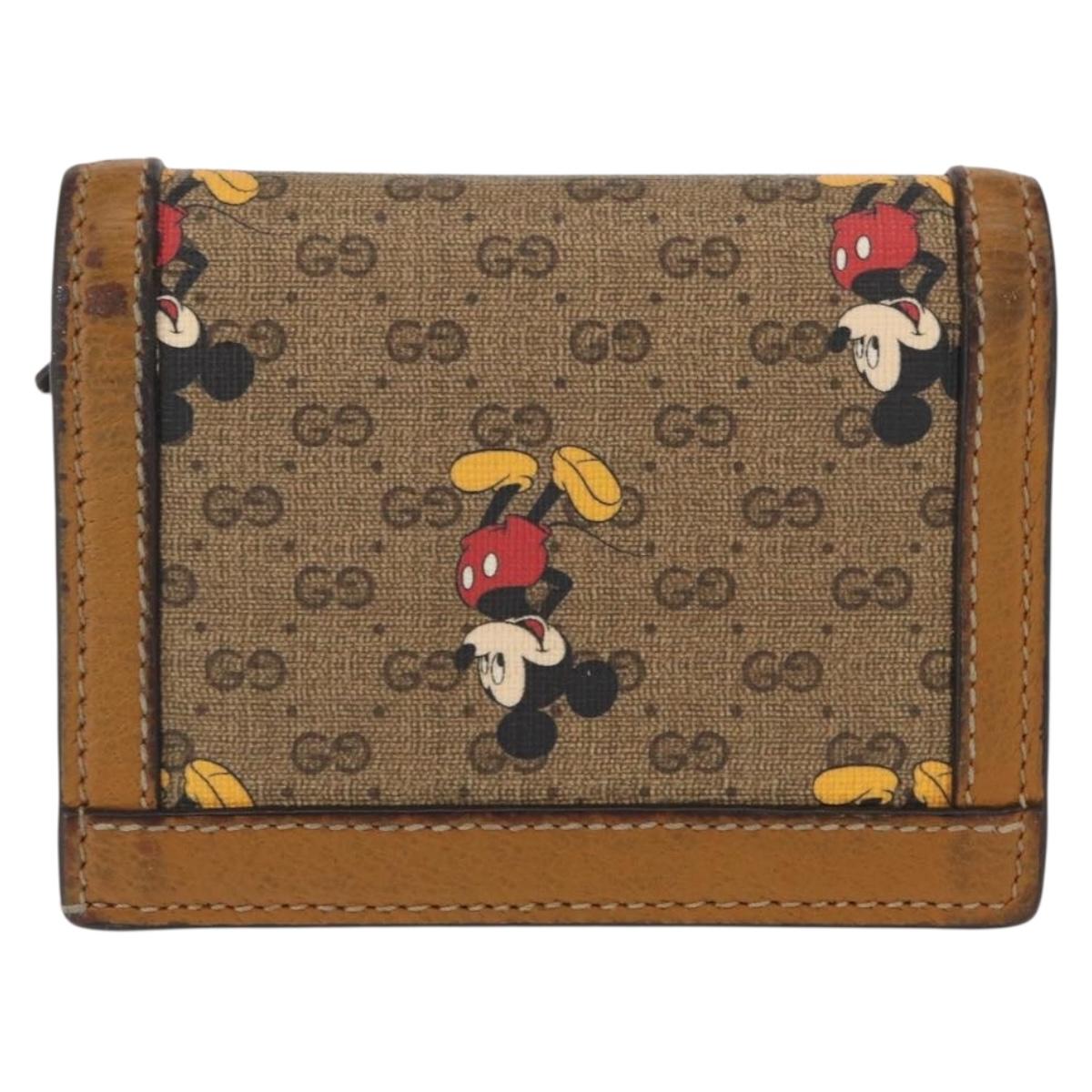 GUCCI Micro GG Supreme Bifold Wallet PVC GUCCIxDisney Beige 602534 Auth 143677