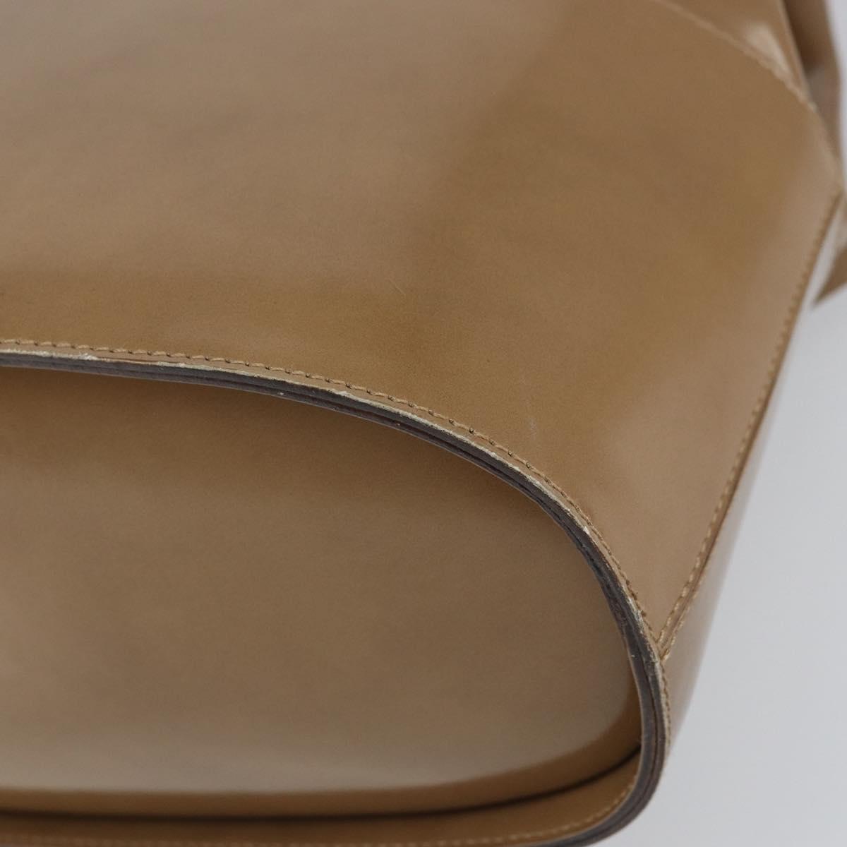 Salvatore Ferragamo Chain Shoulder Bag Enamel Beige Gold Auth 143680