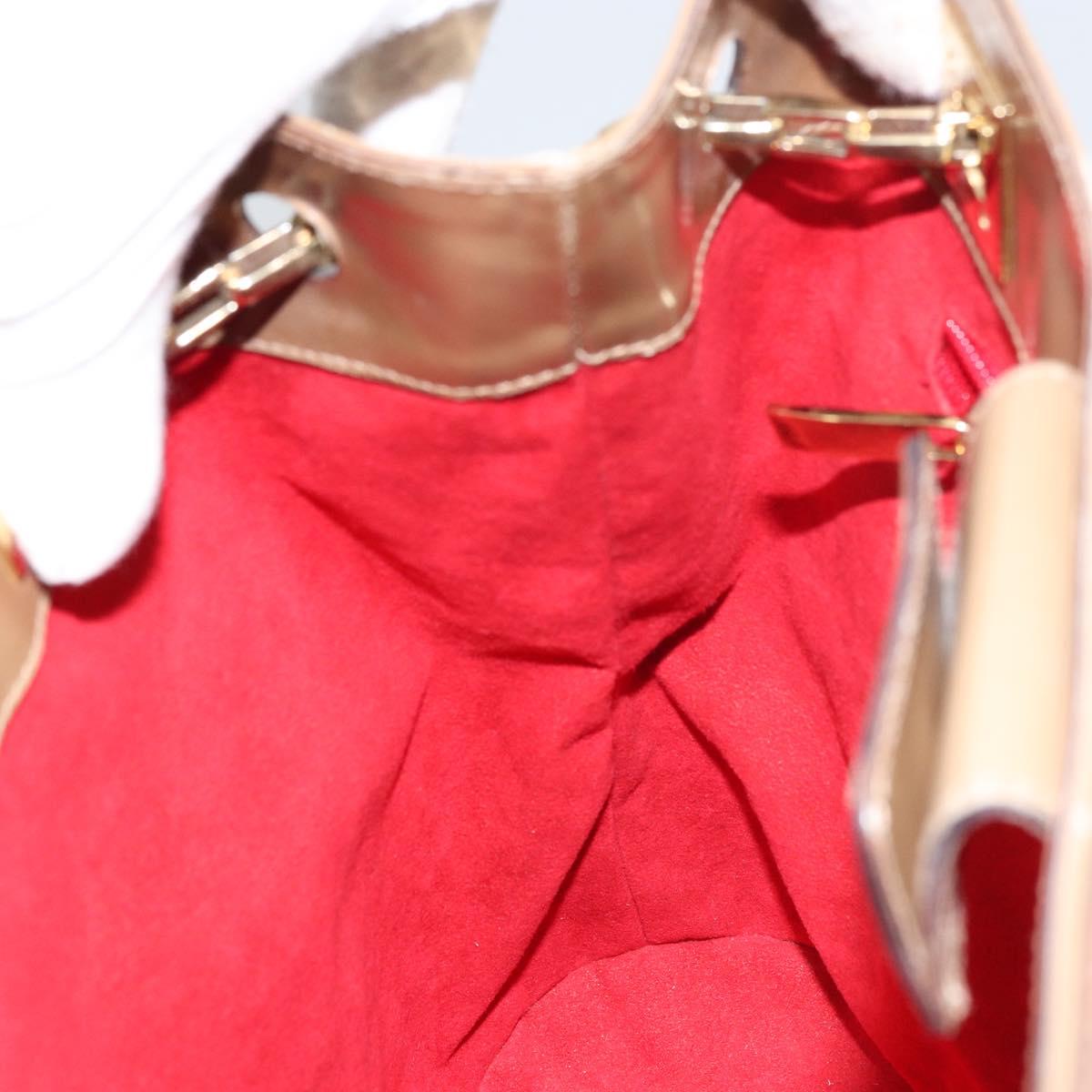 Salvatore Ferragamo Chain Shoulder Bag Enamel Beige Gold Auth 143680