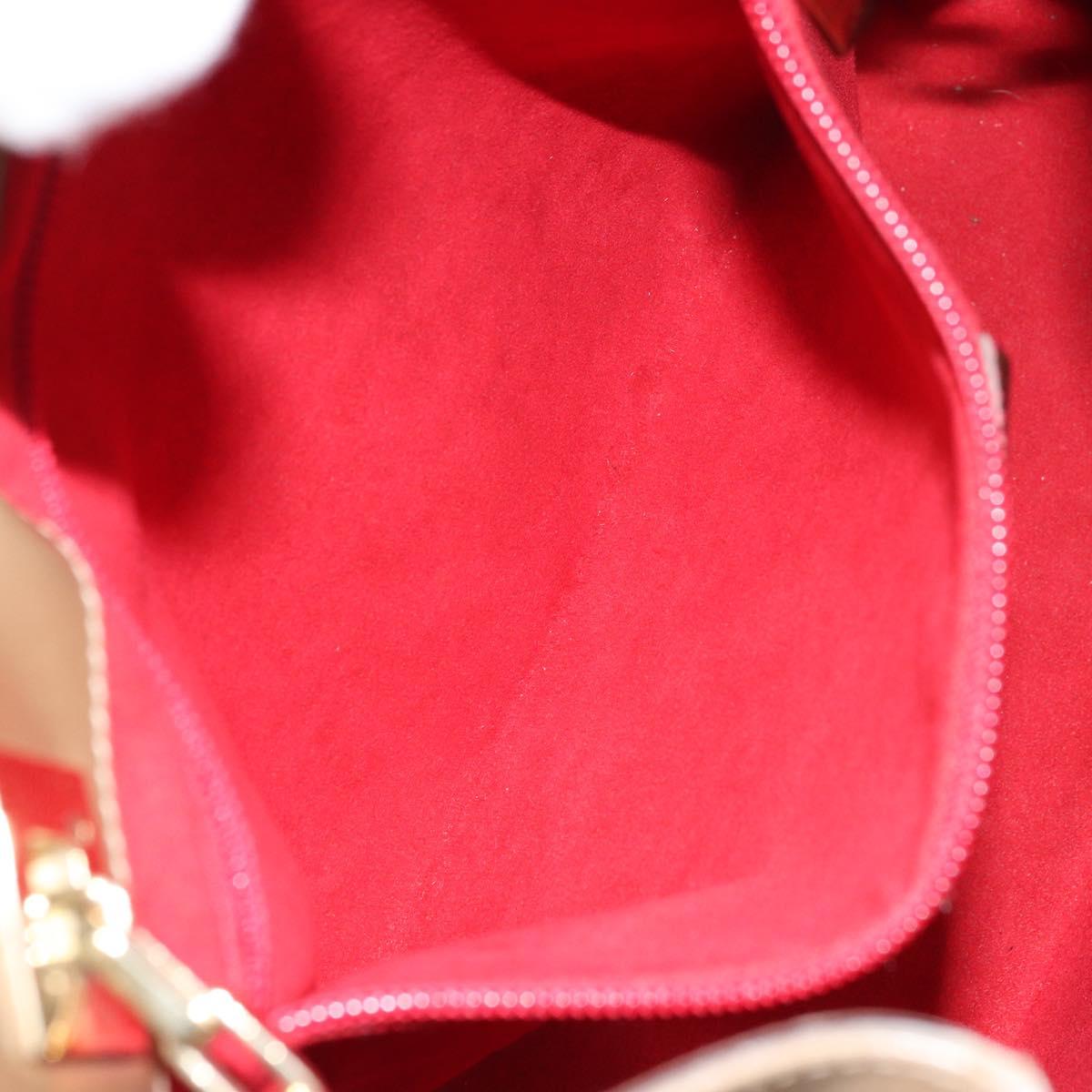 Salvatore Ferragamo Chain Shoulder Bag Enamel Beige Gold Auth 143680