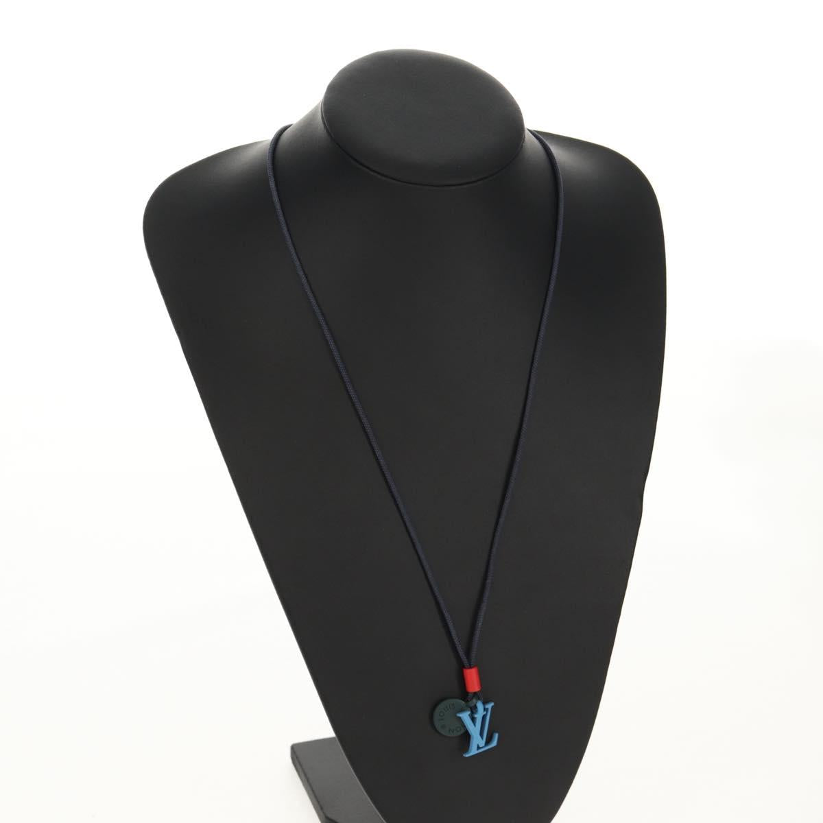 LOUIS VUITTON Collier Charms On The Go Necklace Enamel Navy M63648 Auth 143681M