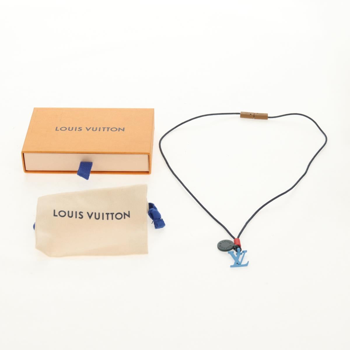 LOUIS VUITTON Collier Charms On The Go Necklace Enamel Navy M63648 Auth 143681M
