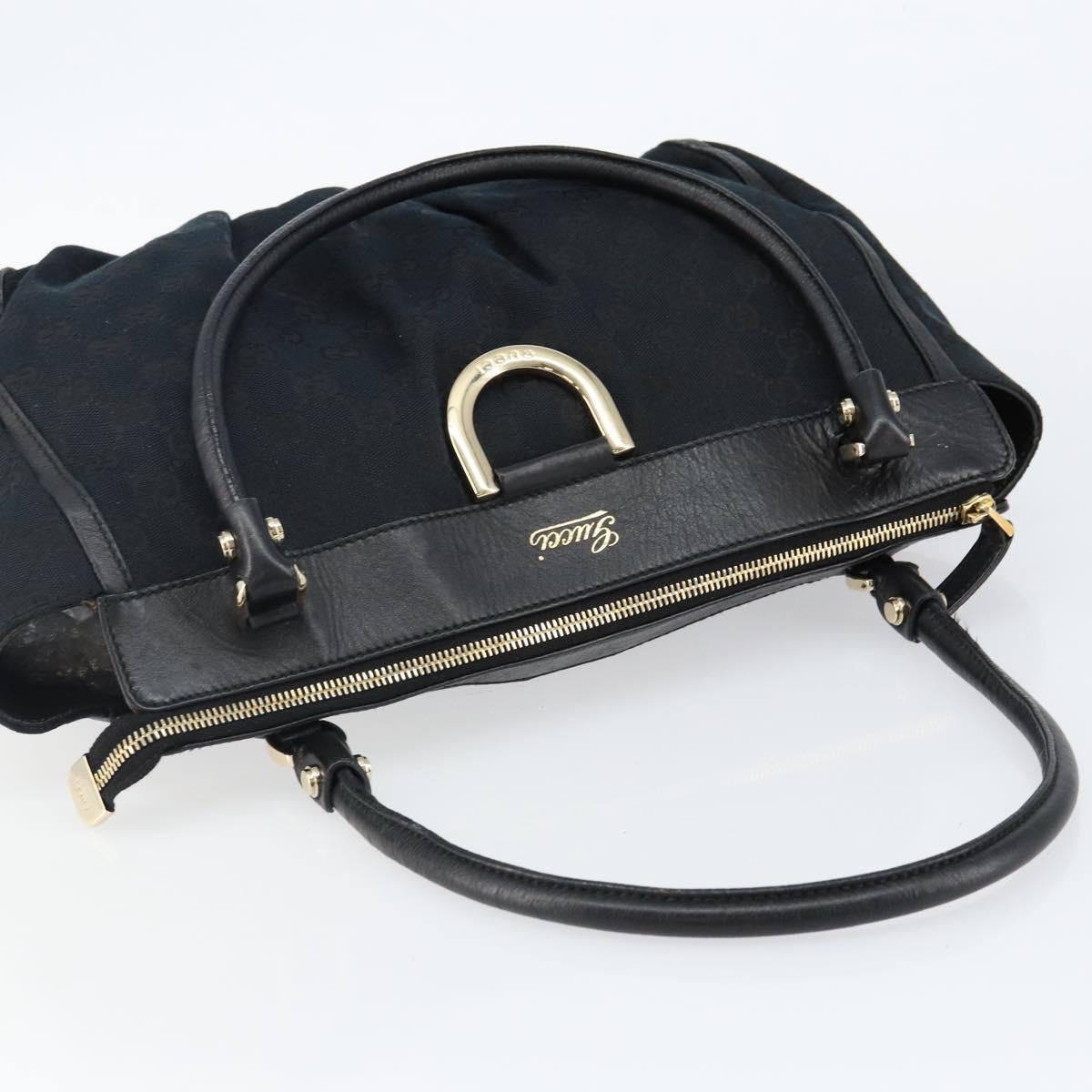 GUCCI GG Canvas Abbey Tote Bag Black Gold 189831 Auth 143716V