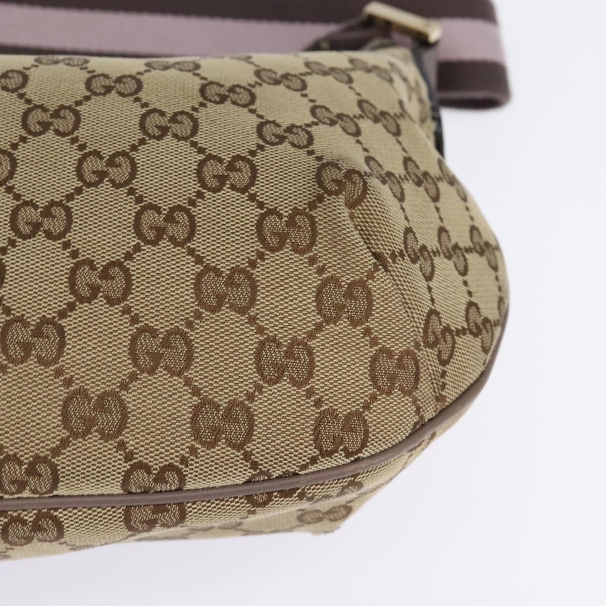 GUCCI GG Canvas Sherry Line Shoulder Bag Beige Gold 181092 Auth 143719