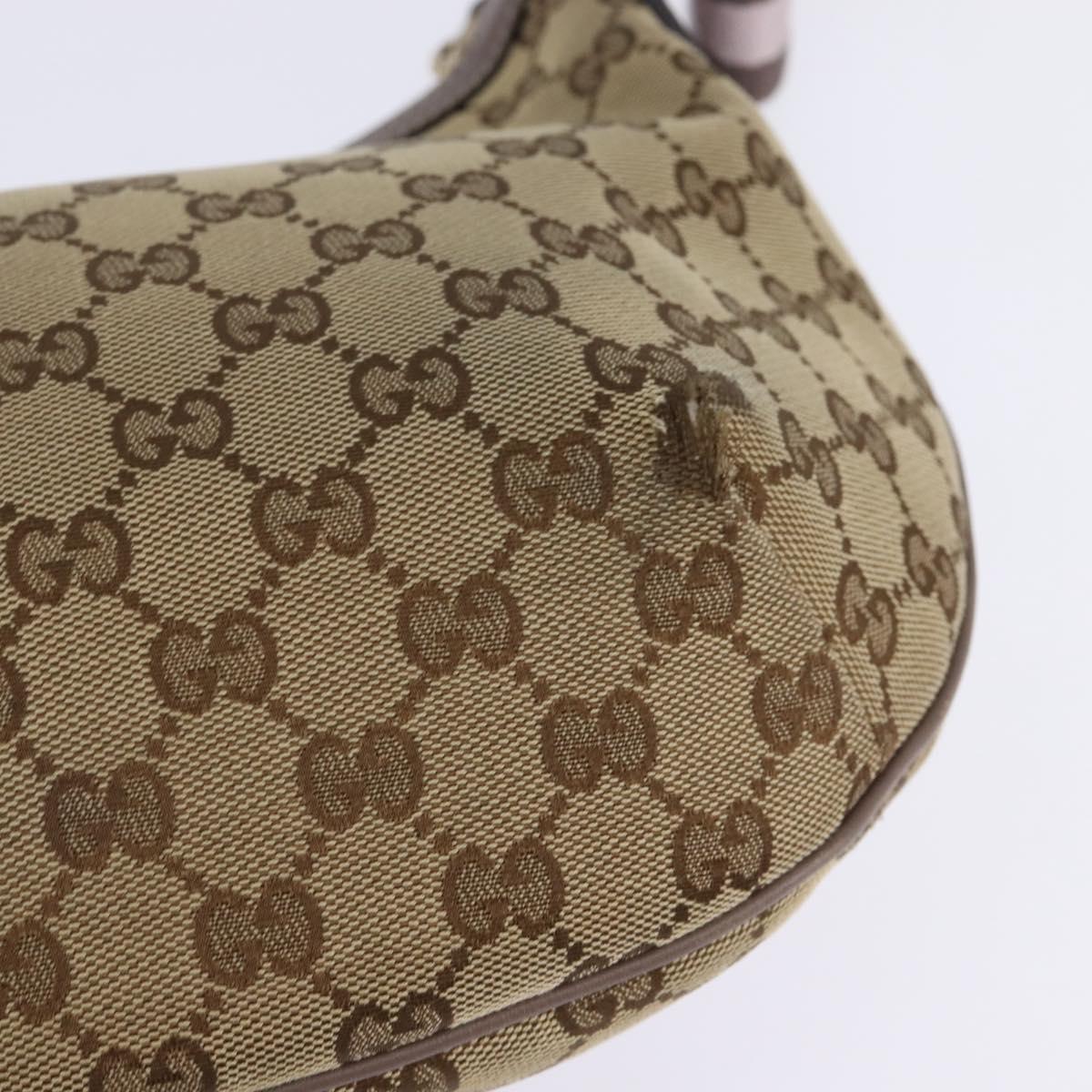 GUCCI GG Canvas Sherry Line Shoulder Bag Beige Gold 181092 Auth 143719