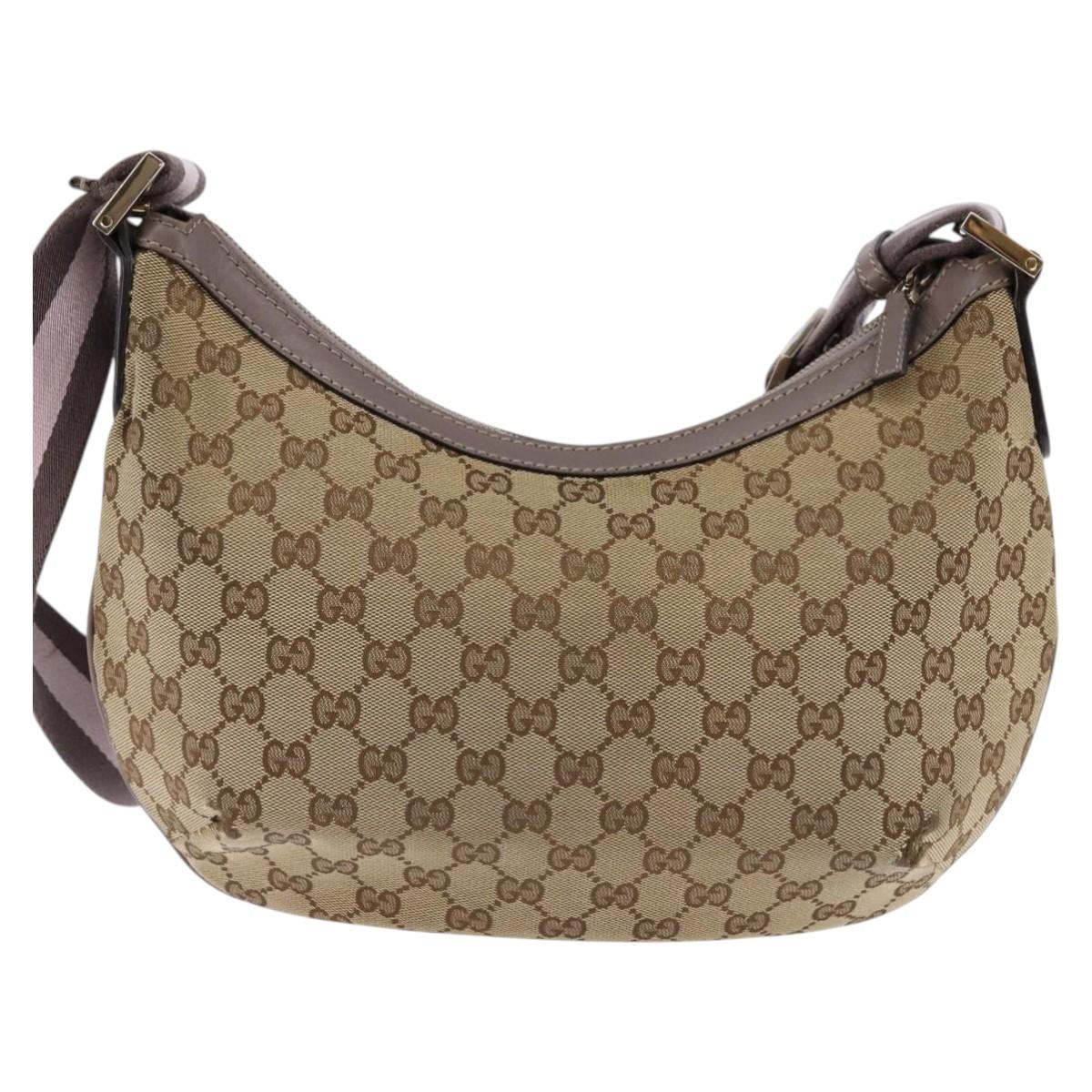 GUCCI GG Canvas Sherry Line Shoulder Bag Beige Gold 181092 Auth 143719