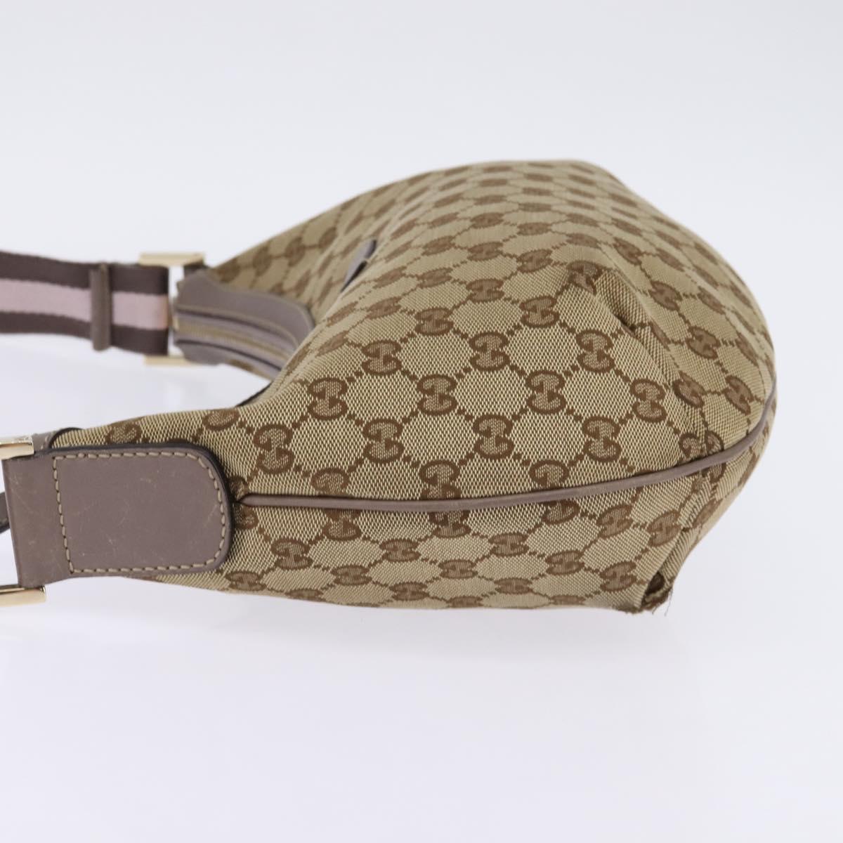 GUCCI GG Canvas Sherry Line Shoulder Bag Beige Gold 181092 Auth 143719