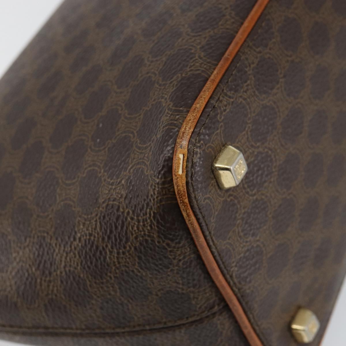 CELINE Macadam Canvas Hand Bag PVC Leather Brown Gold Auth 143725
