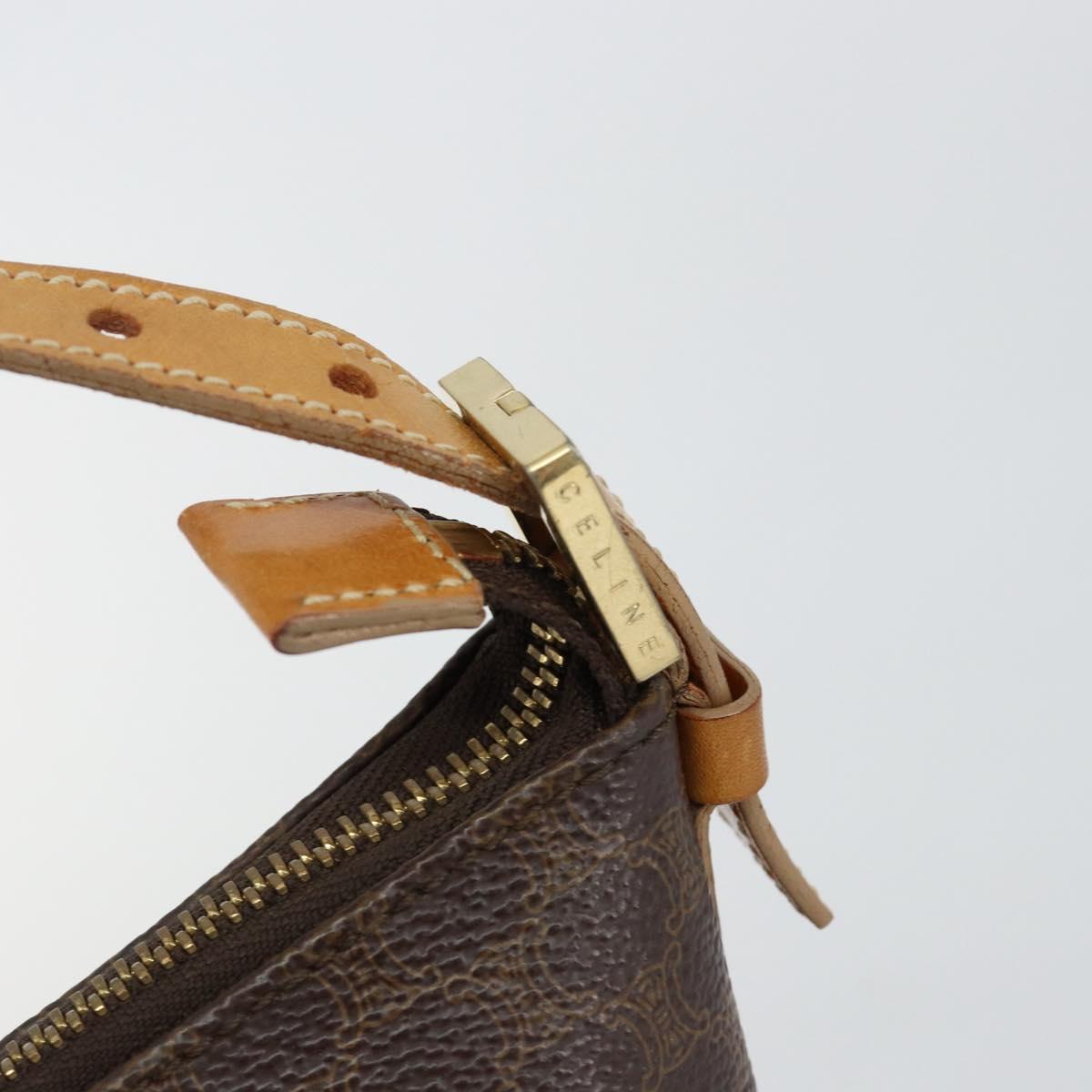 CELINE Macadam Canvas Hand Bag PVC Leather Brown Gold Auth 143725