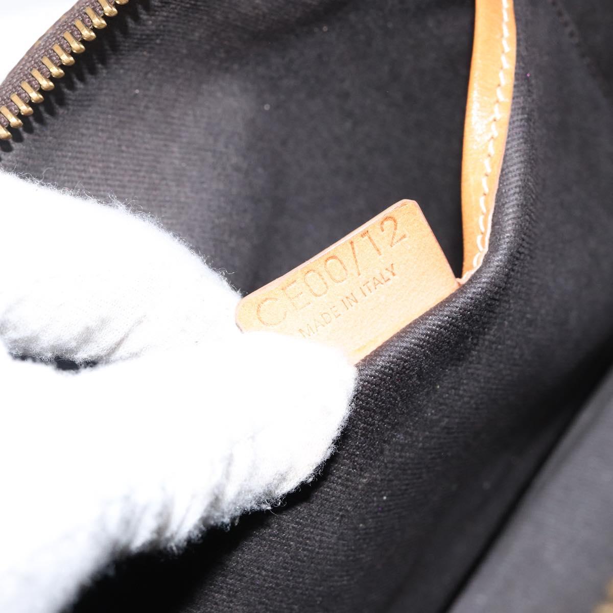 CELINE Macadam Canvas Hand Bag PVC Leather Brown Gold Auth 143725