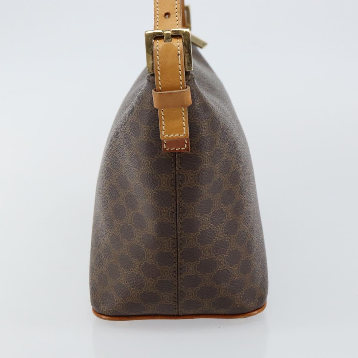 CELINE Macadam Canvas Hand Bag PVC Leather Brown Gold Auth 143725