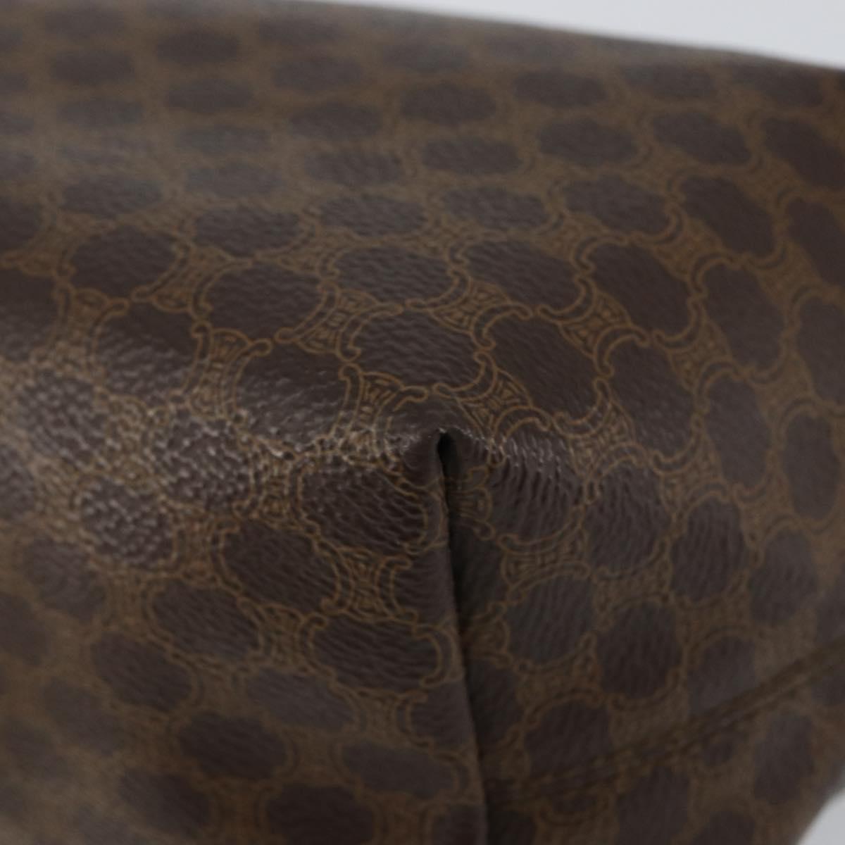 CELINE Macadam Canvas Hand Bag PVC Leather Brown Gold Auth 143726