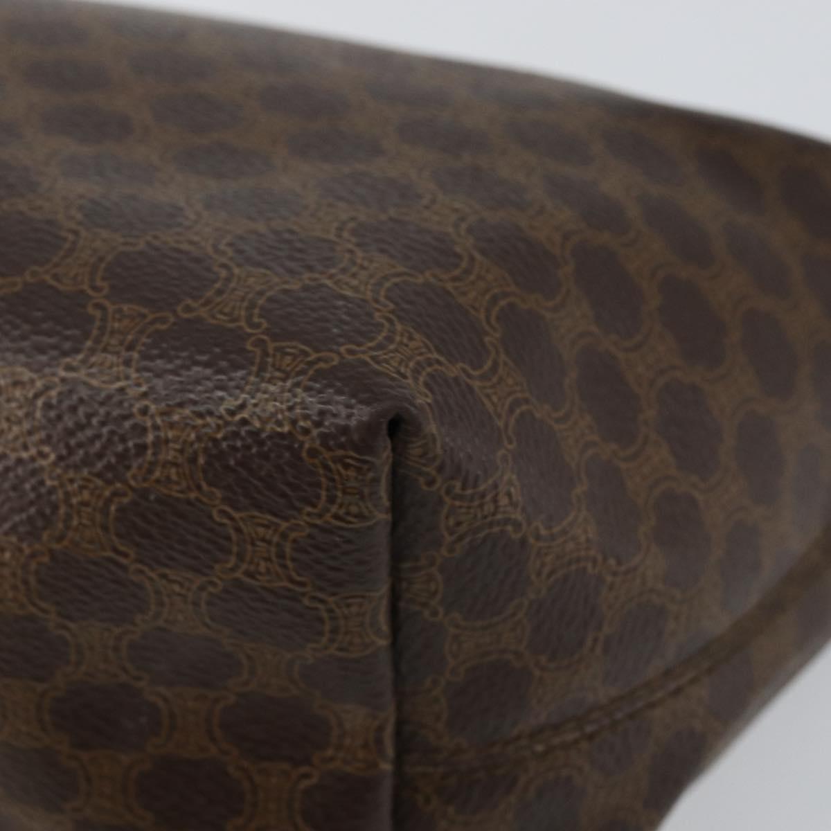 CELINE Macadam Canvas Hand Bag PVC Leather Brown Gold Auth 143726