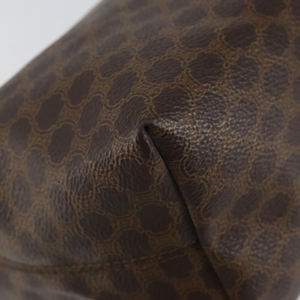 CELINE Macadam Canvas Hand Bag PVC Leather Brown Gold Auth 143726