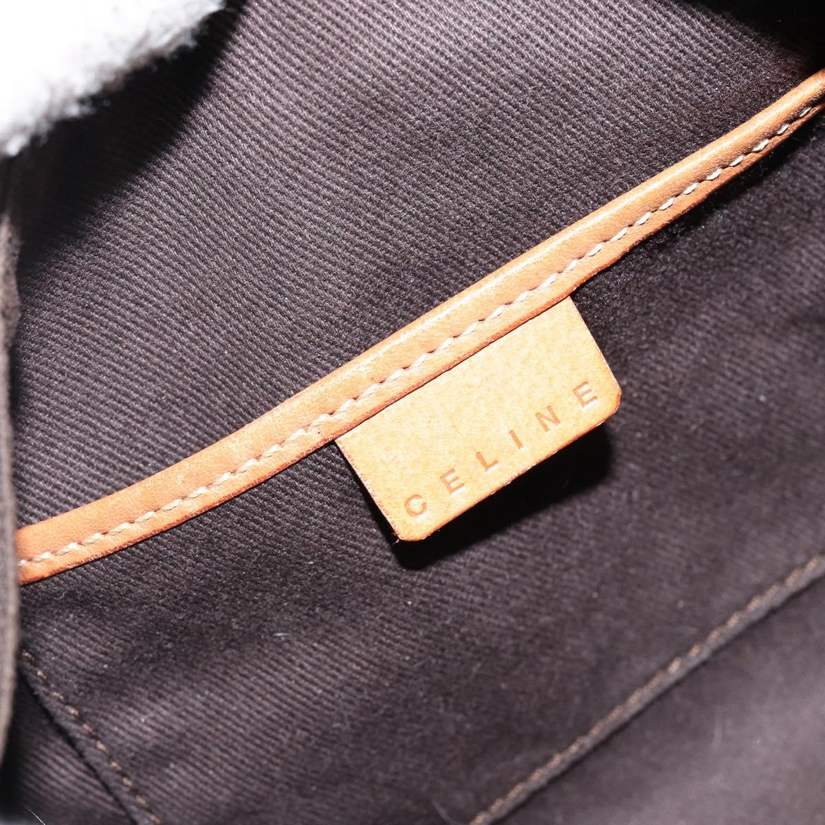 CELINE Macadam Canvas Hand Bag PVC Leather Brown Gold Auth 143726