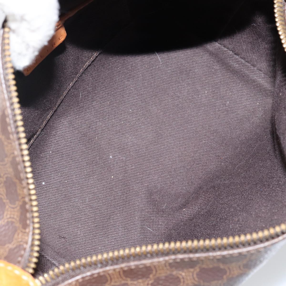 CELINE Macadam Canvas Hand Bag PVC Leather Brown Gold Auth 143726