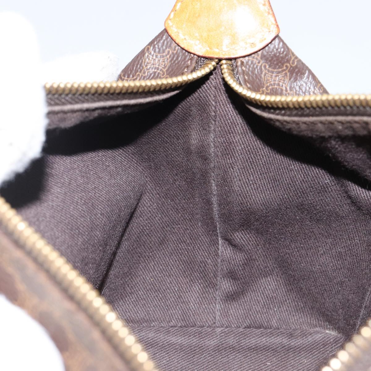 CELINE Macadam Canvas Hand Bag PVC Leather Brown Gold Auth 143726