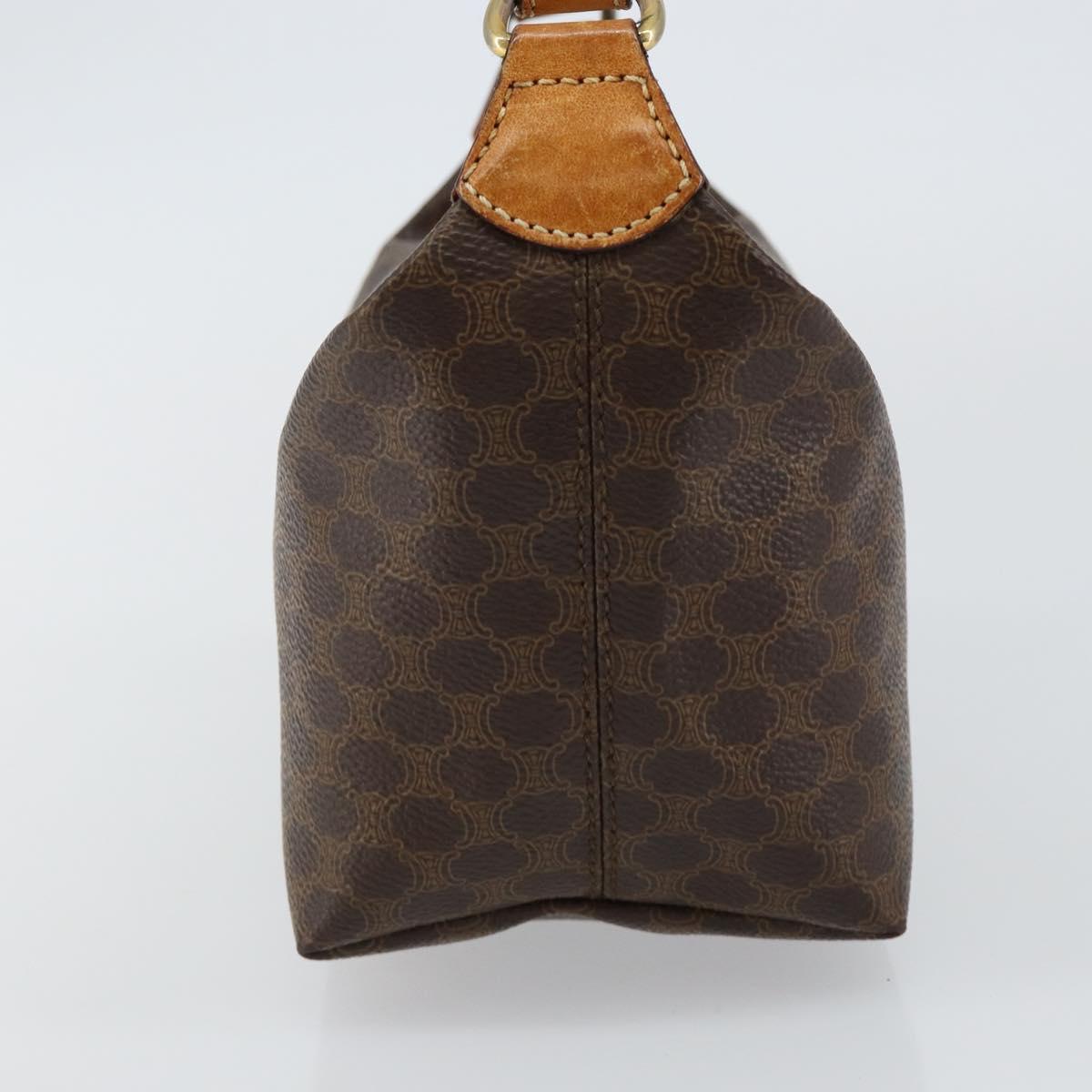 CELINE Macadam Canvas Hand Bag PVC Leather Brown Gold Auth 143726