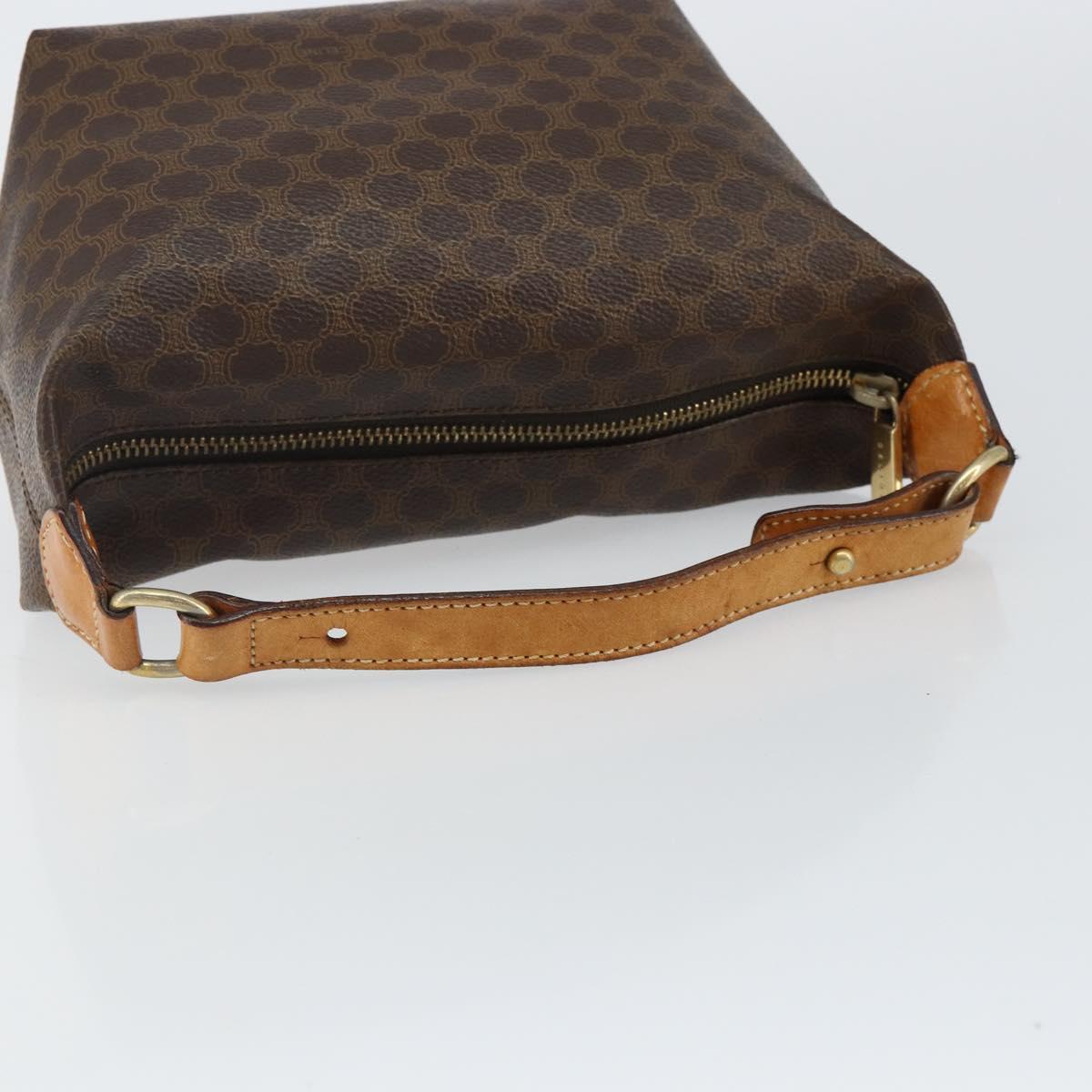 CELINE Macadam Canvas Hand Bag PVC Leather Brown Gold Auth 143726