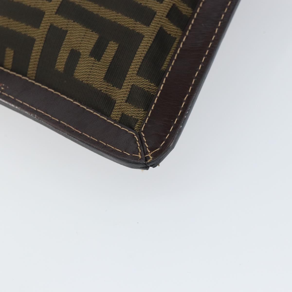 FENDI Zucca Canvas Clutch Bag Black Brown Auth 143727