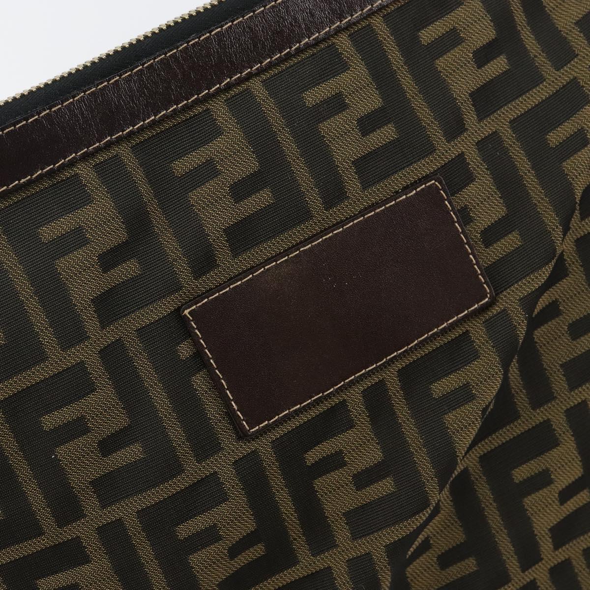 FENDI Zucca Canvas Clutch Bag Black Brown Auth 143727