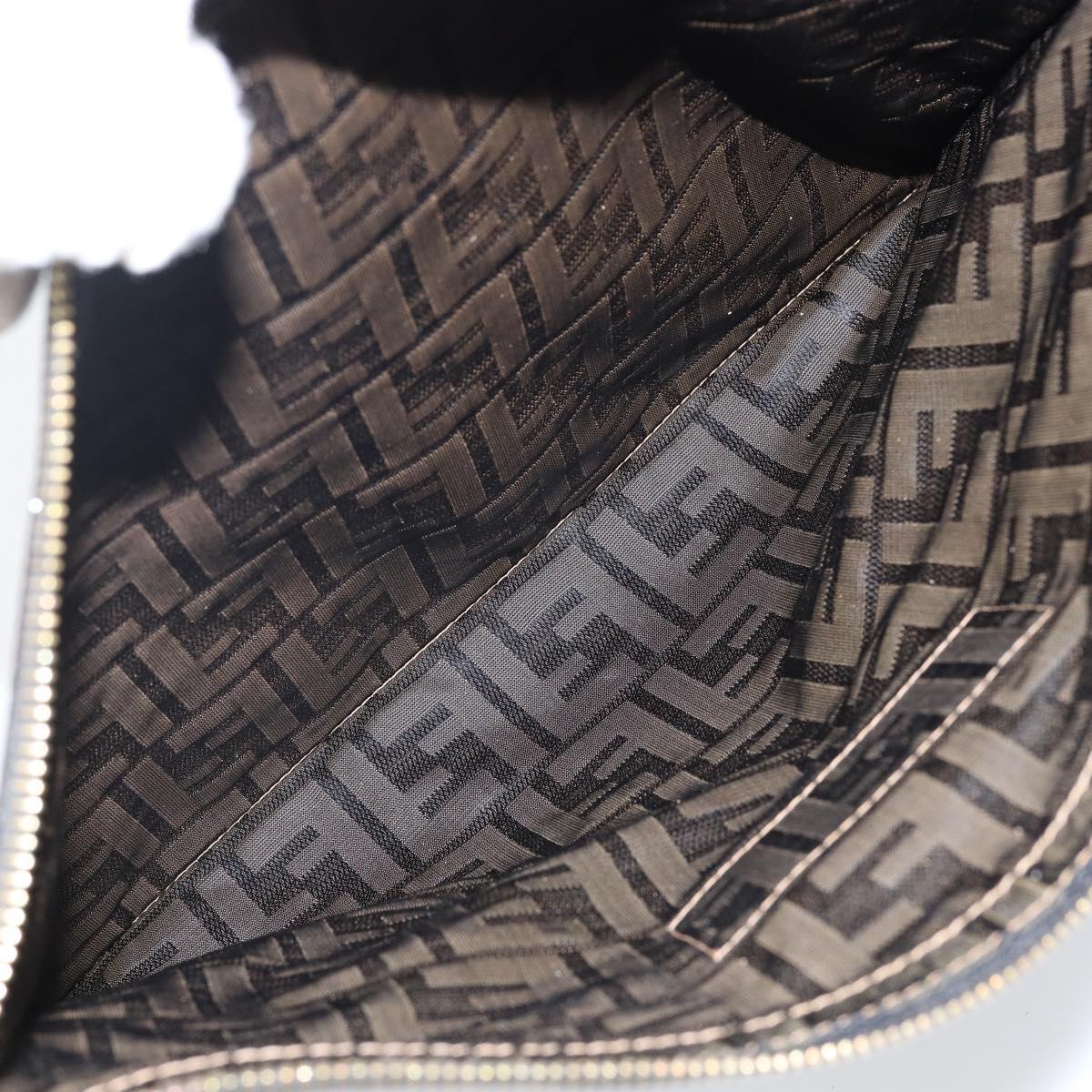 FENDI Zucca Canvas Clutch Bag Black Brown Auth 143727