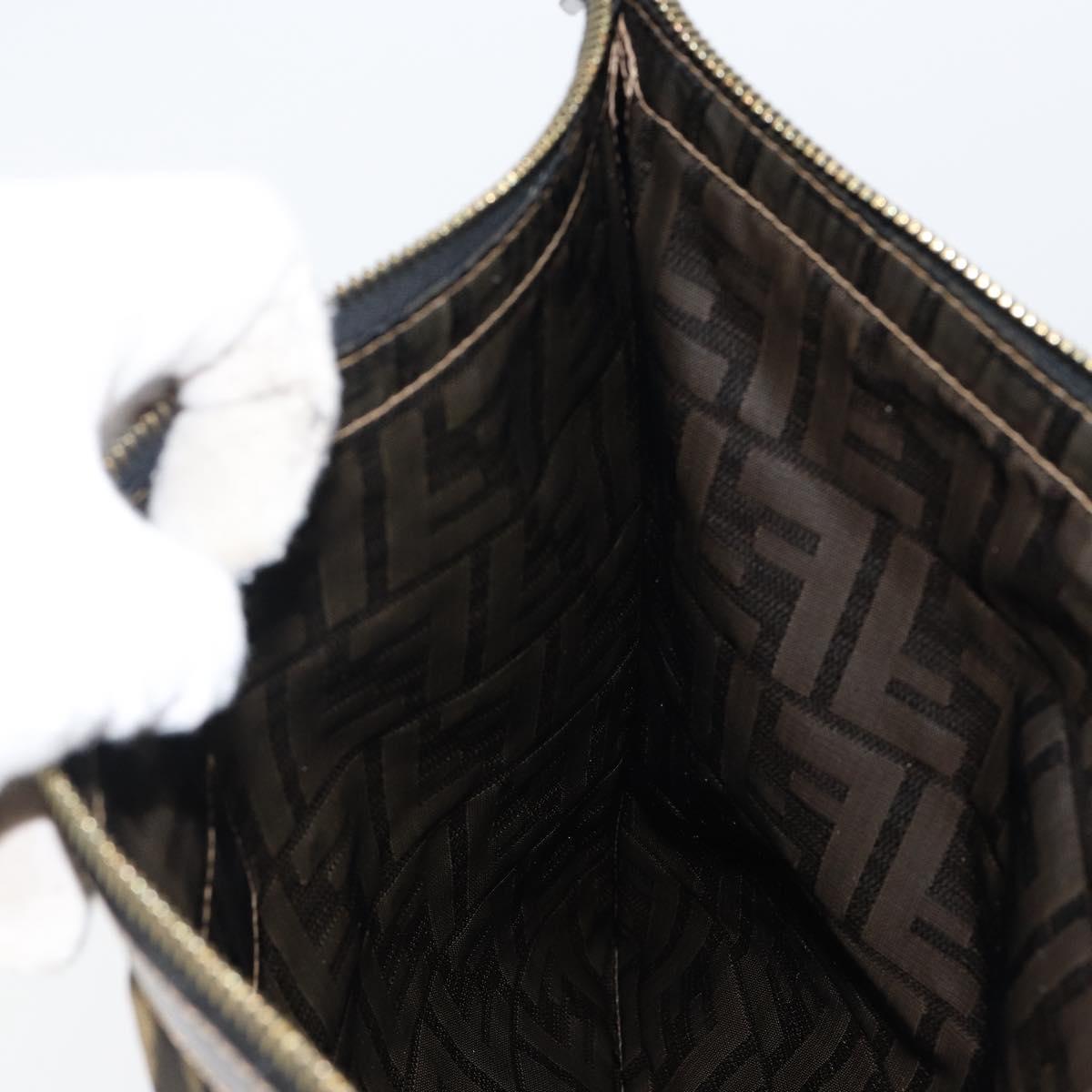 FENDI Zucca Canvas Clutch Bag Black Brown Auth 143727