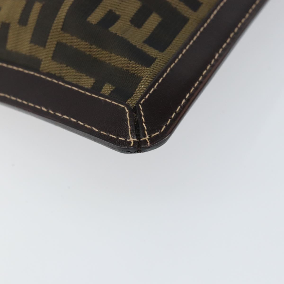 FENDI Zucca Canvas Clutch Bag Black Brown Auth 143727