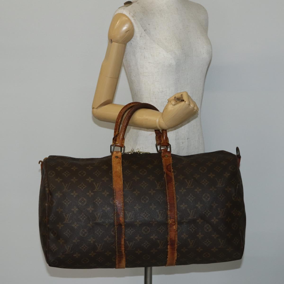 LOUIS VUITTON Monogram Keepall Bandouliere 50 Boston Bag M41416 LV Auth 143742