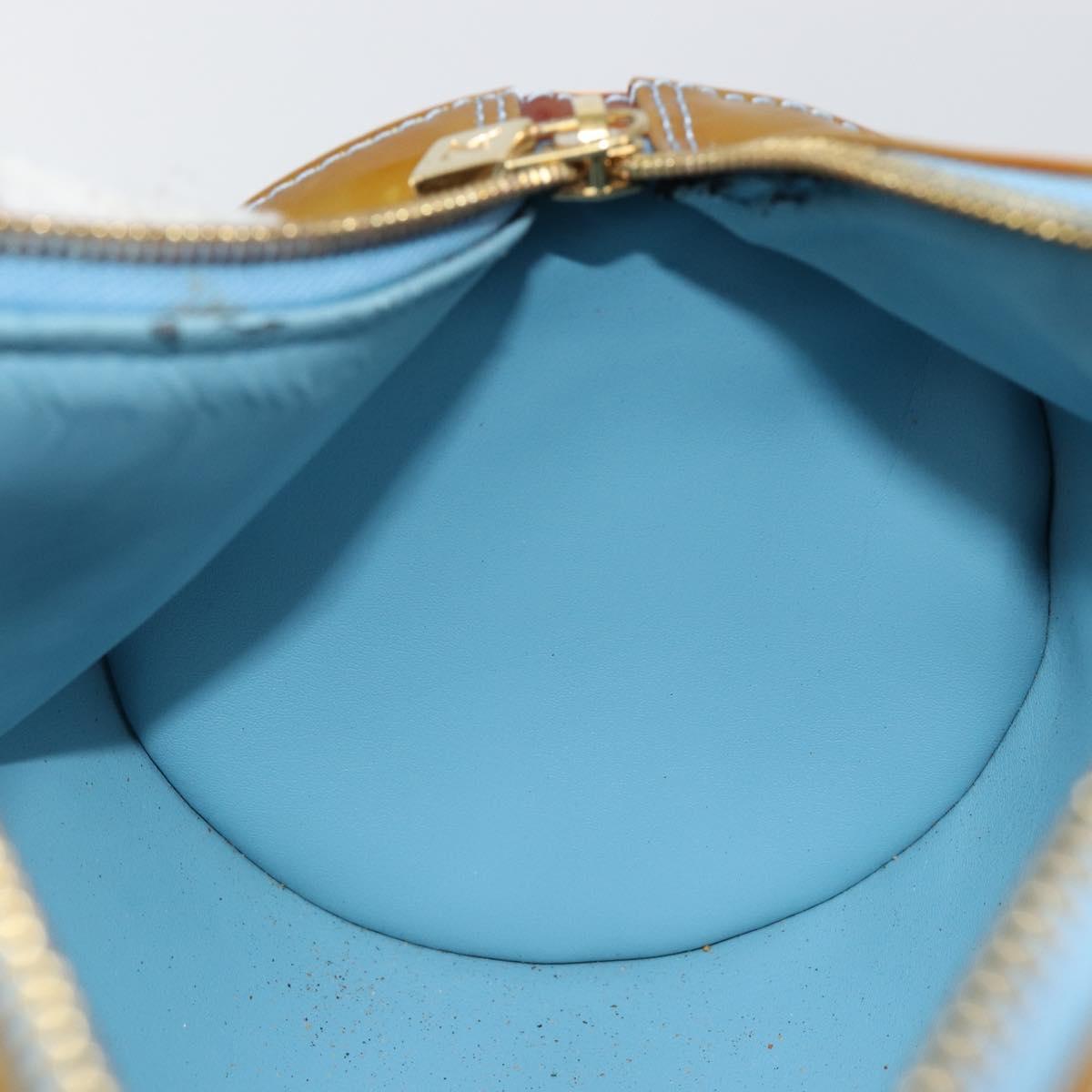 LOUIS VUITTON Monogram Vernis Bedford Hand Bag Baby Blue M91007 LV Auth 143750