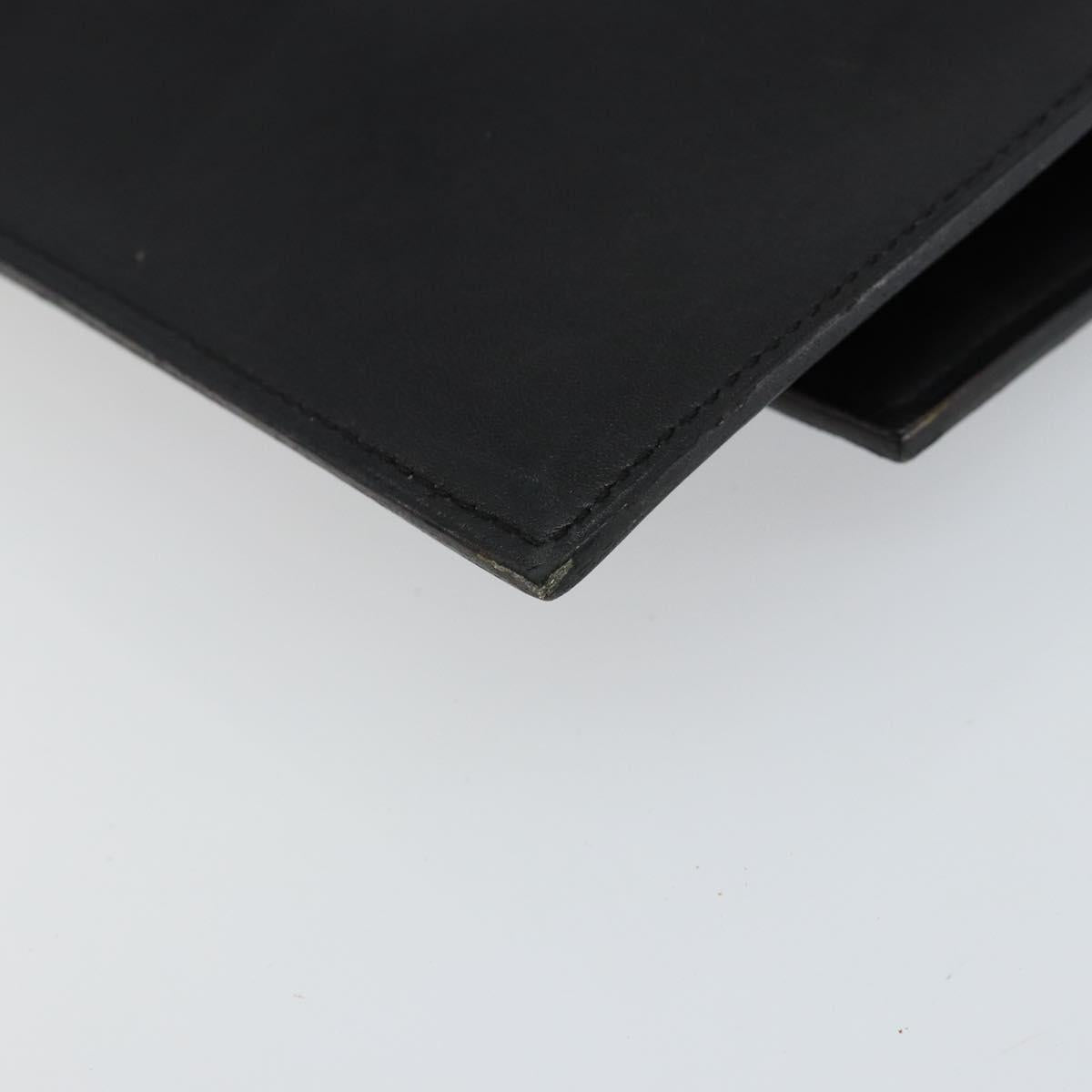 Christian Dior Clutch Bag Leather Black Gold Auth 143761