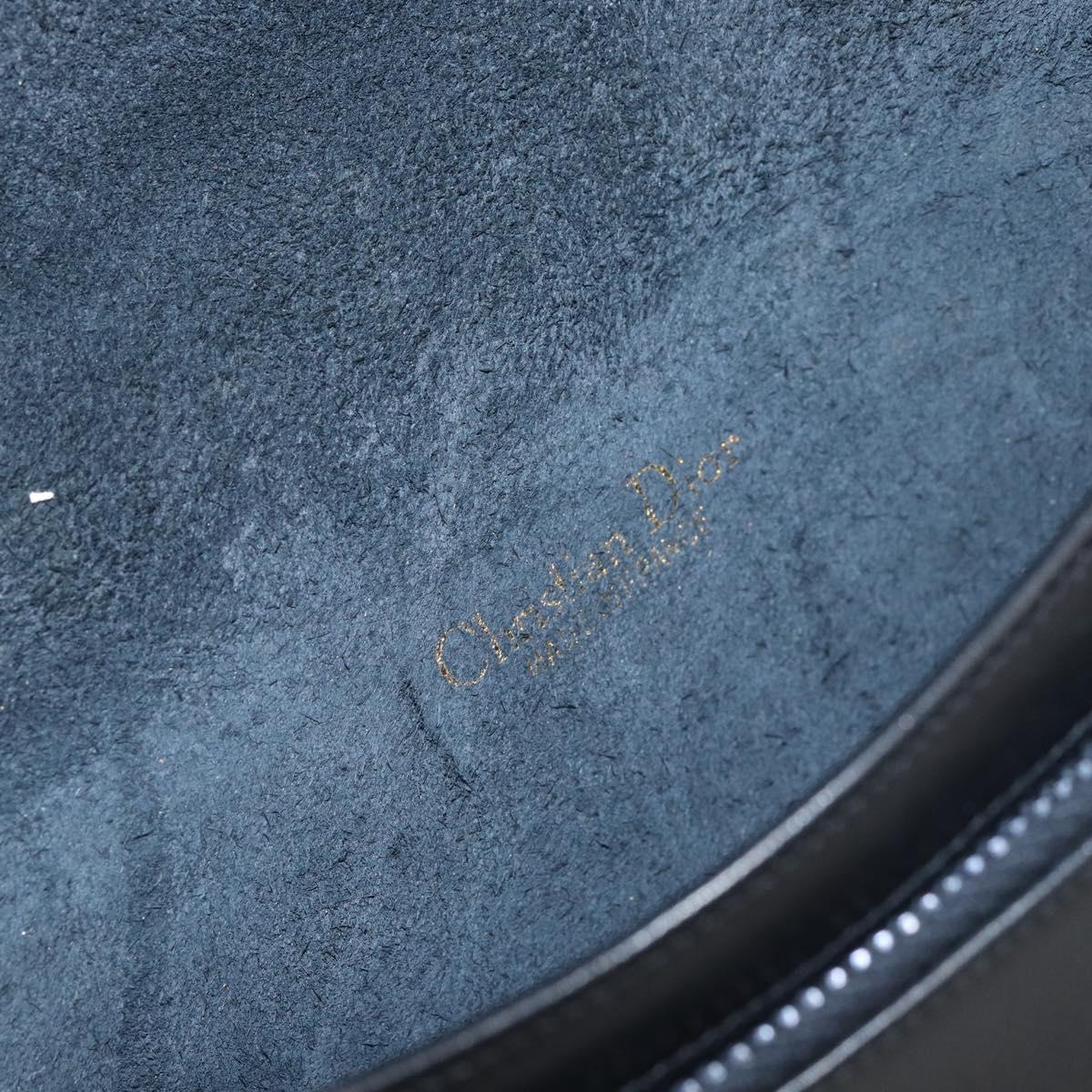 Christian Dior Clutch Bag Leather Black Gold Auth 143761