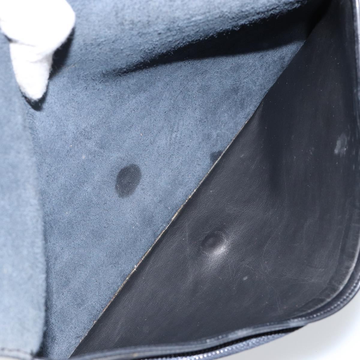 Christian Dior Clutch Bag Leather Black Gold Auth 143761