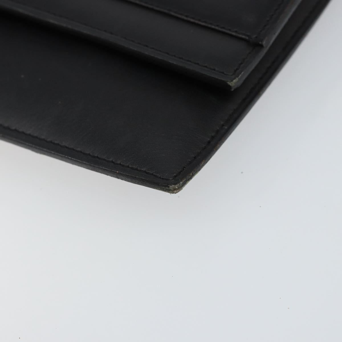 Christian Dior Clutch Bag Leather Black Gold Auth 143761