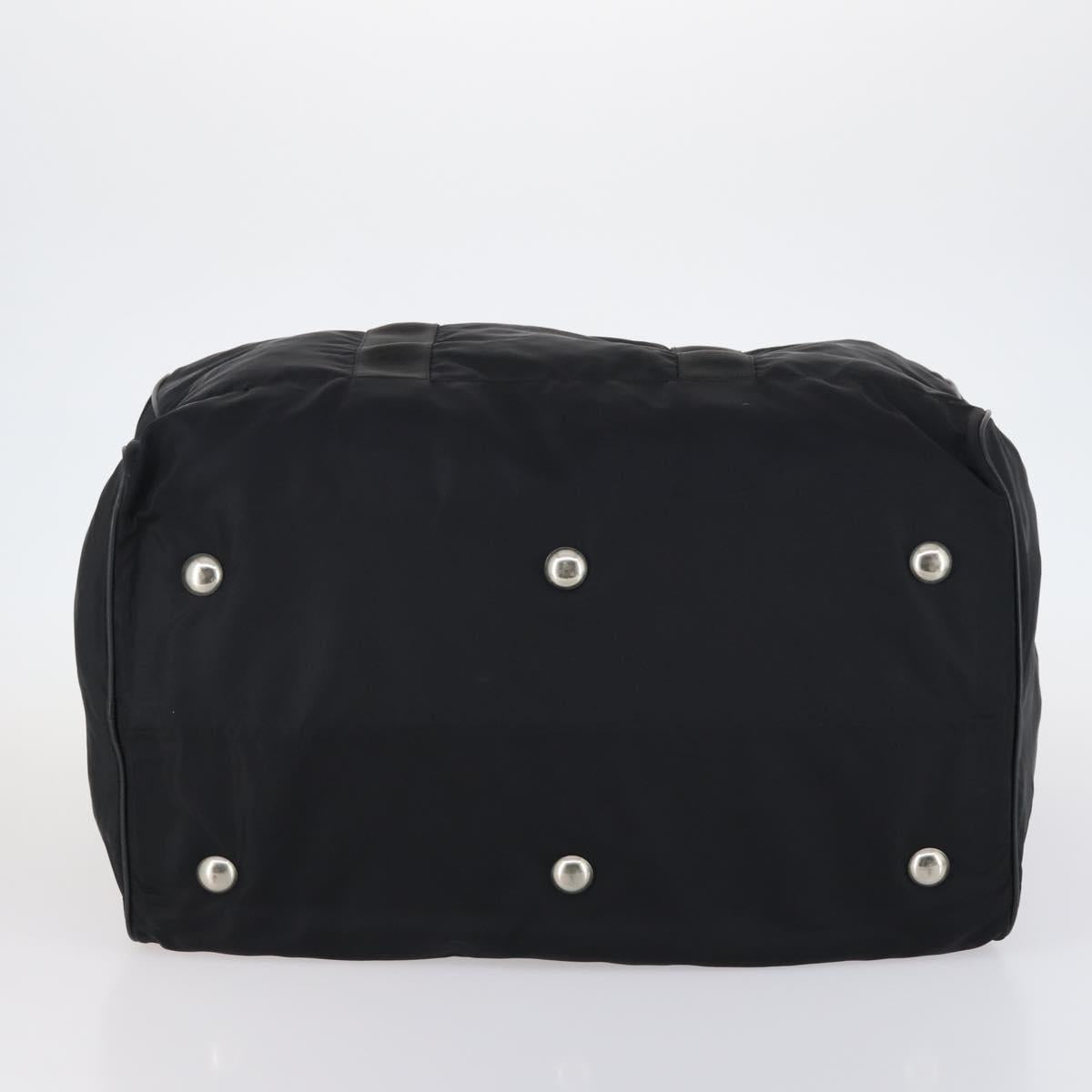 PRADA Boston Bag Nylon Black Silver Auth 143769