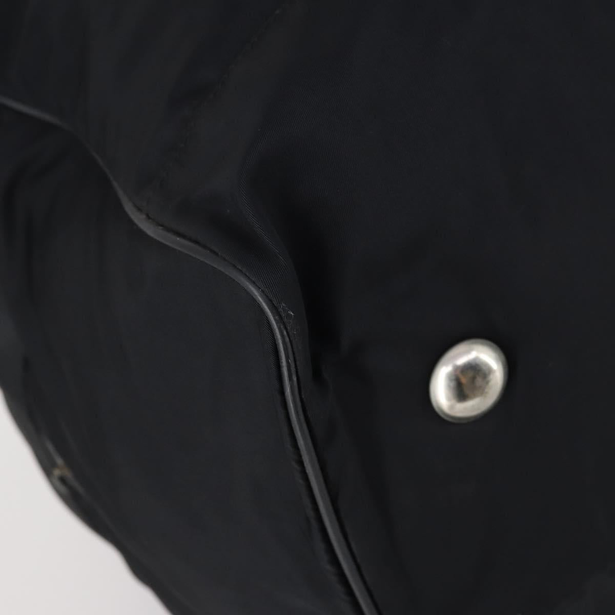 PRADA Boston Bag Nylon Black Silver Auth 143769