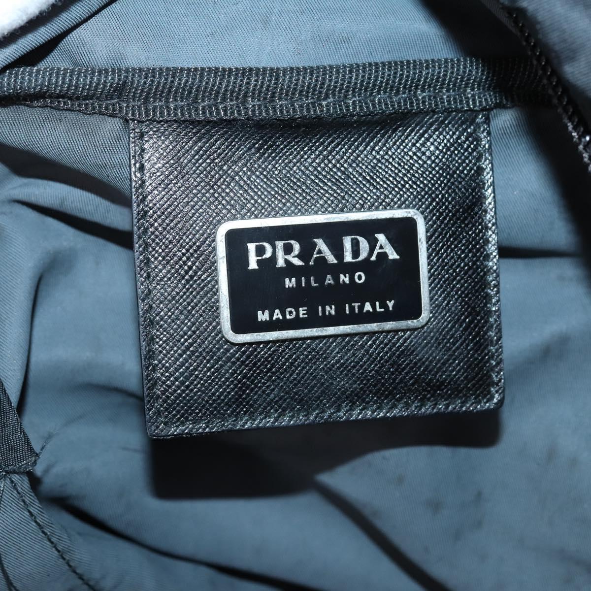 PRADA Boston Bag Nylon Black Silver Auth 143769