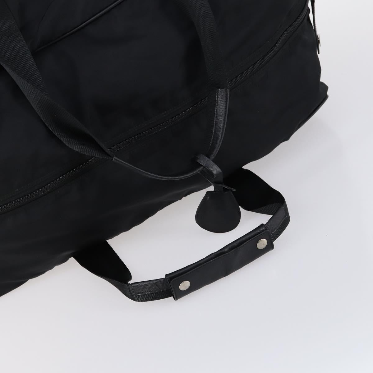 PRADA Boston Bag Nylon Black Silver Auth 143769