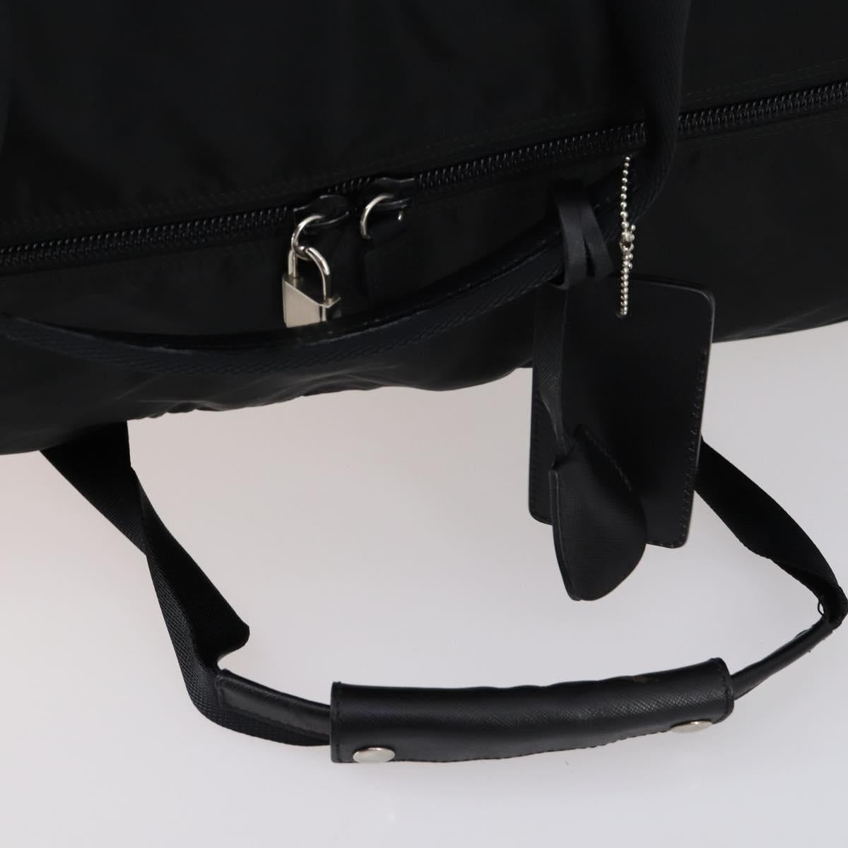 PRADA Boston Bag Nylon 2way Black Silver Auth 143770