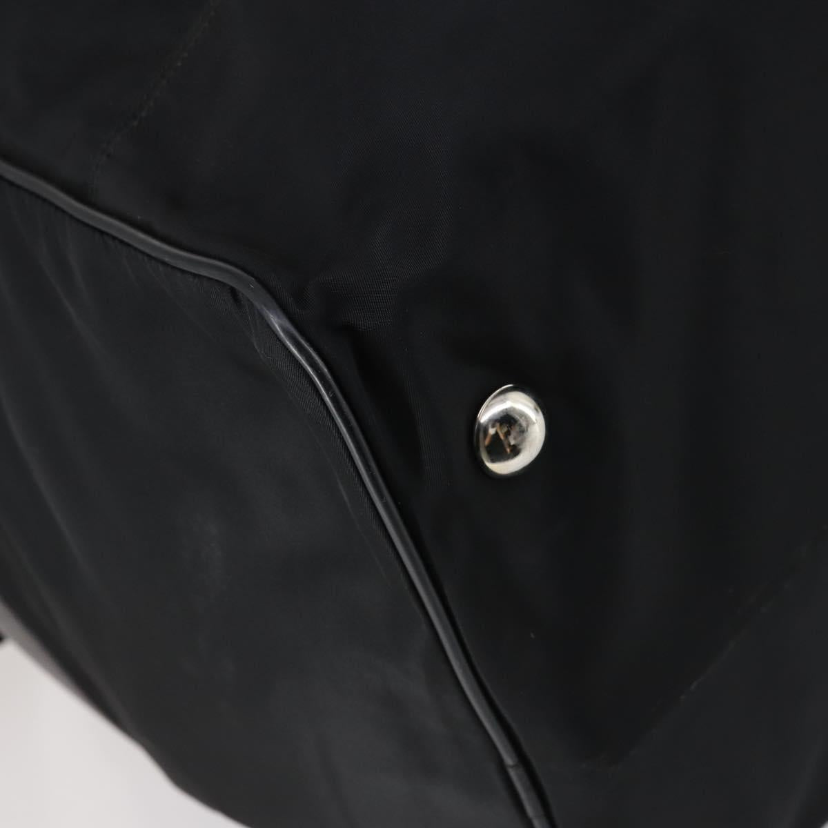 PRADA Boston Bag Nylon 2way Black Silver Auth 143770