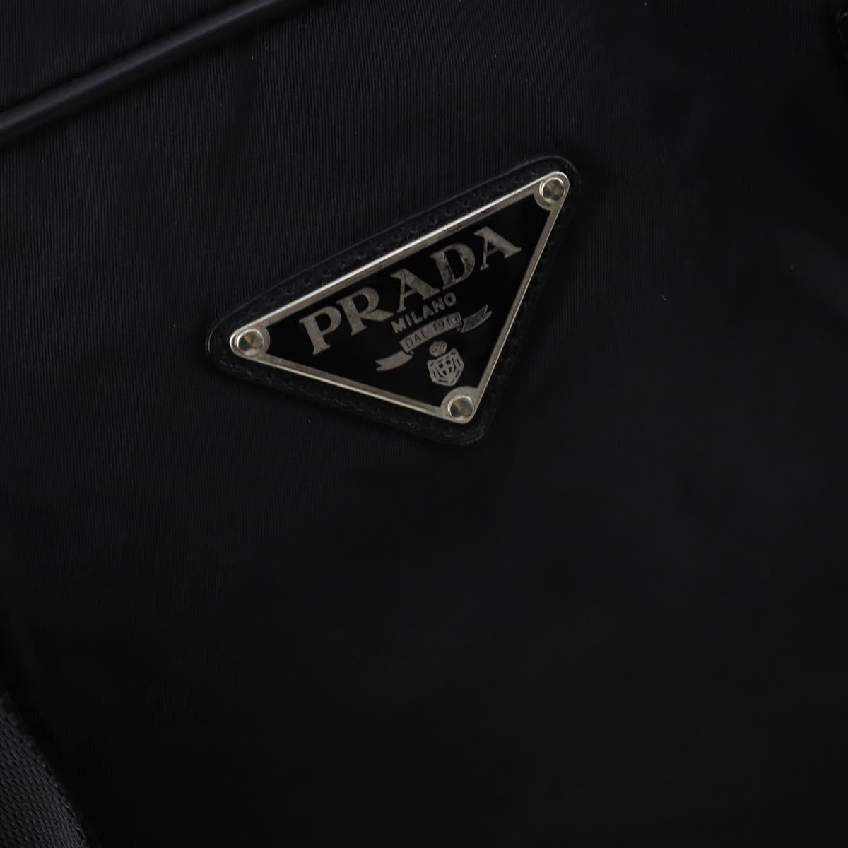 PRADA Boston Bag Nylon 2way Black Silver Auth 143770