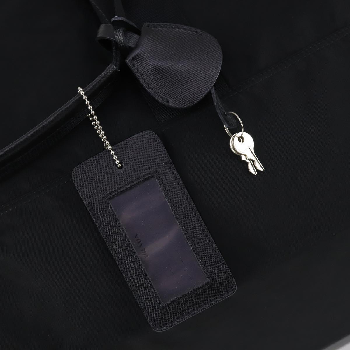 PRADA Boston Bag Nylon 2way Black Silver Auth 143770