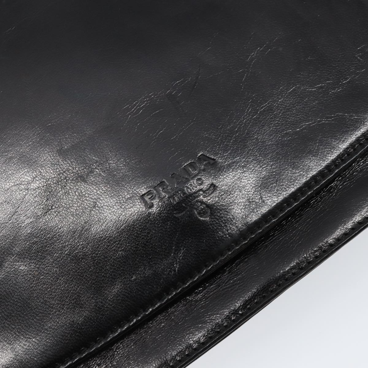 PRADA Chain Shoulder Bag Leather Black Auth 143771